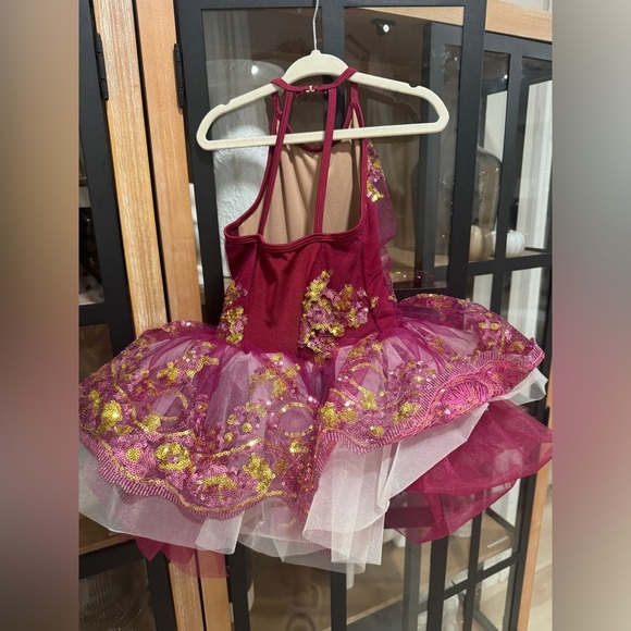 Revolution Fairy Maroon Ballet Dance Costume Sequined burgundy toddler tutu - Picture 3 of 10